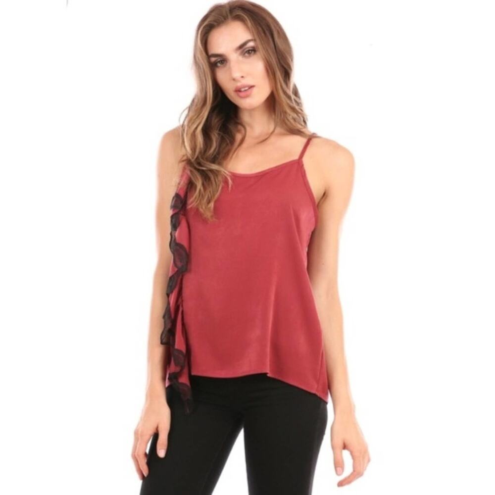 ♥ 560 ♥ (S) Ruffle Detail Satin Tank